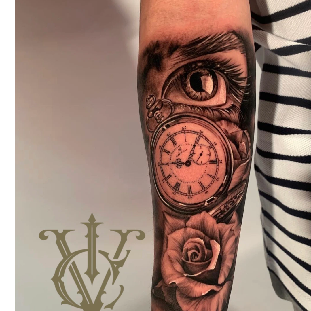 Healed black and grey tattoo by Vegas Vic